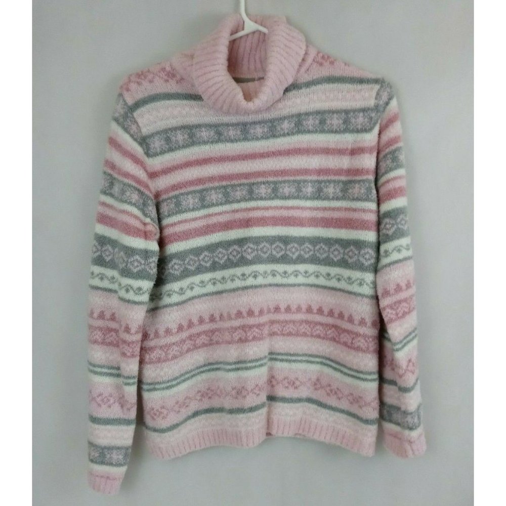 Croft & Barrow Women's Pink & Gray Beautiful Turtleneck Sweater Size Small
